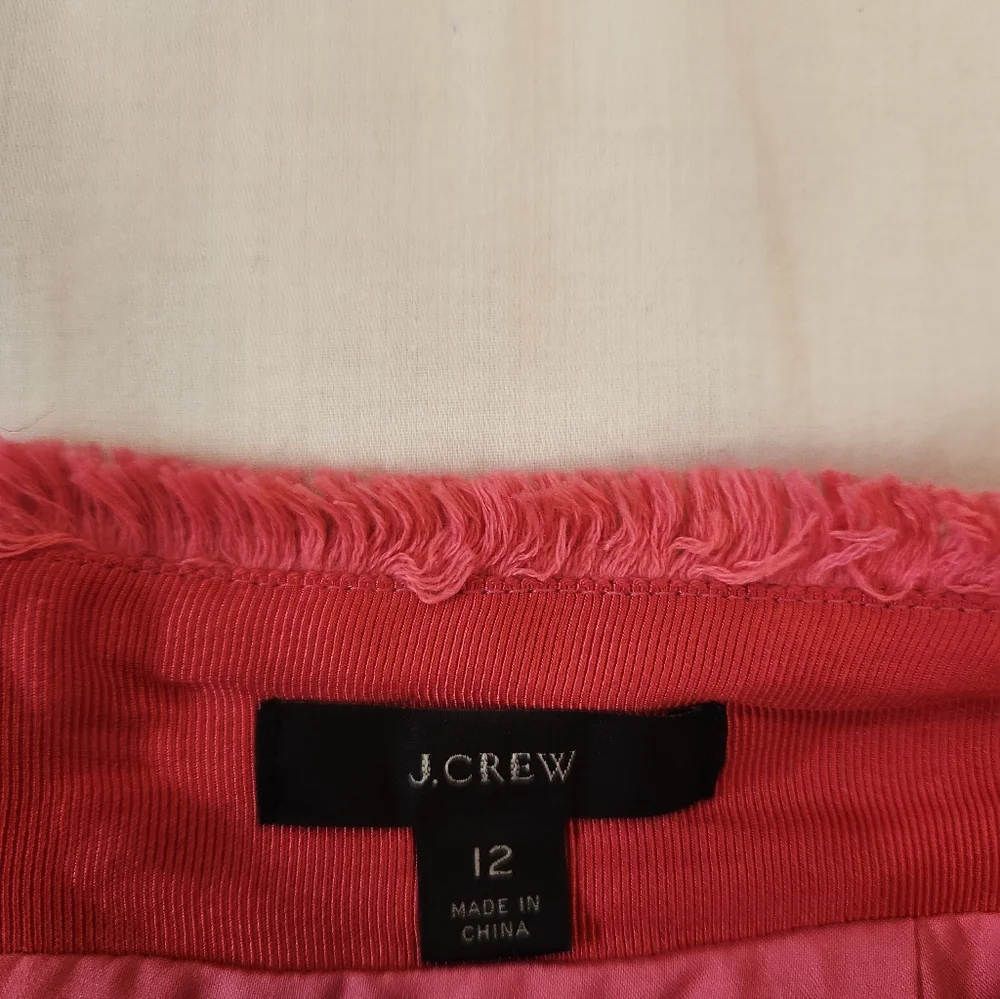 J.CREW Women's Hot Pink Woven Upholstery Textured‎ Mini Skirt Size 12 Colorful